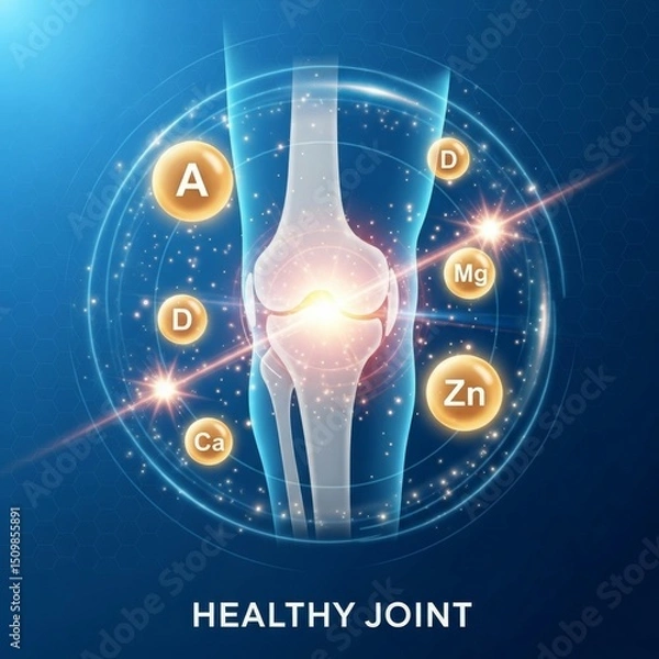 Obraz Illustration of a healthy joint with vitamins and minerals for joint support.