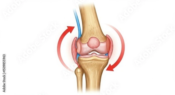 Obraz Diagram of a knee joint illustrating its structure and movement.