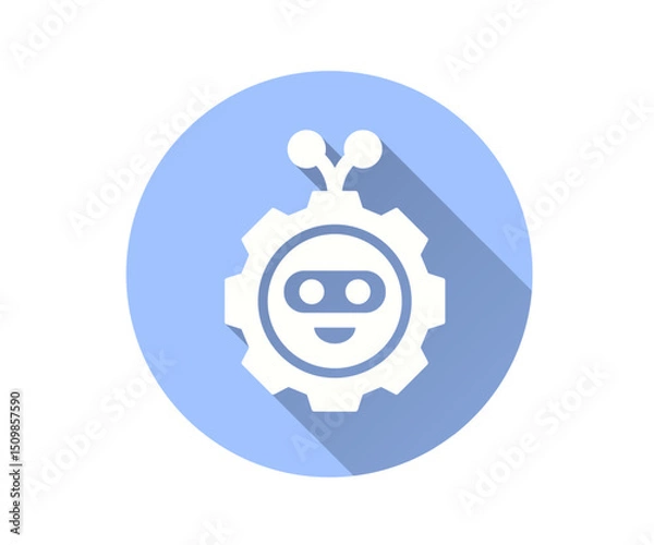 Fototapeta AI assistant flat icon. Simple illustration with long shadow for graphic and web design.
