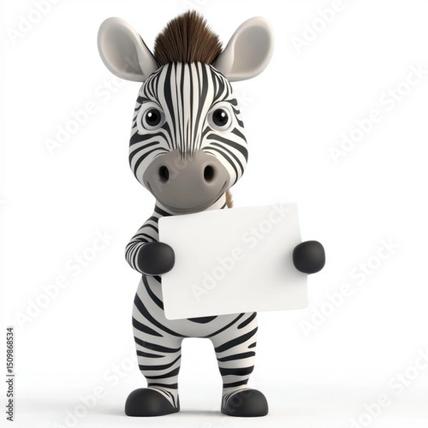 Obraz A zebra is holding a white board