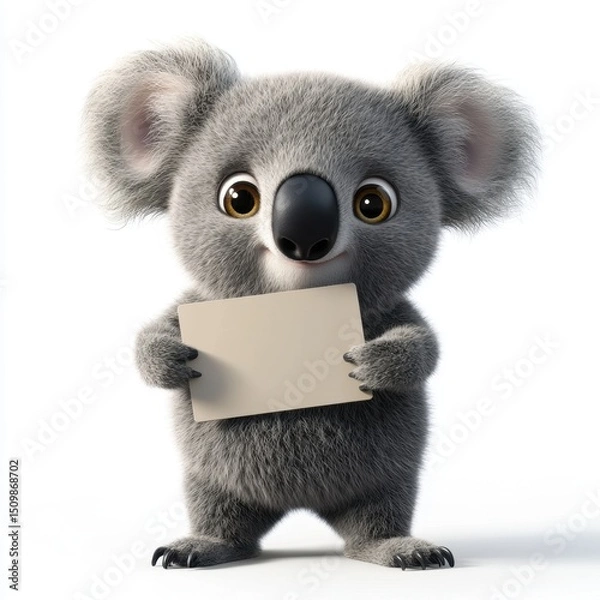 Obraz A cartoon kangaroo holding a white board