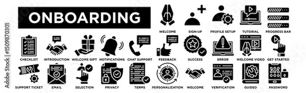 Fototapeta Onboarding icon collection set. Welcome, Sign-Up, Profile Setup, Tutorial, Progress Bar
