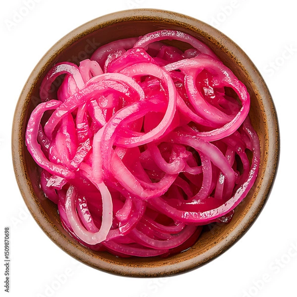 Fototapeta Pickled red onions in bowl isolated on transparent background