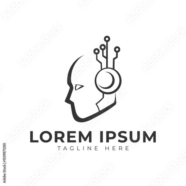Obraz Human Head Artificial Intelligence Logo Vector Icon Illustration