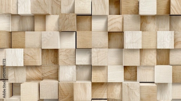 Obraz Beige Wooden Cubes Abstract Textured Background. High quality