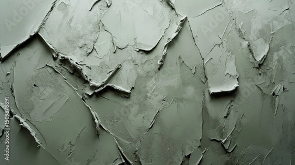 Obraz Close-Up of Textured Green Plaster Wall Surface with Artistic Imperfections and Abstract Patterns

