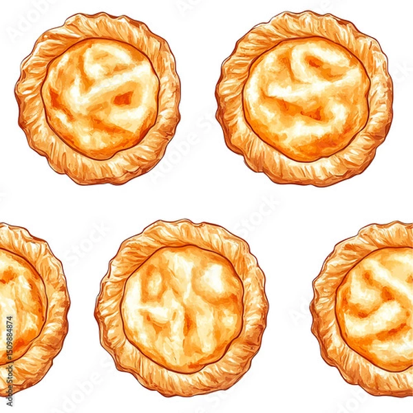Fototapeta 2d illustration of a tileable pattern of sweet potato pie isolated on a white transparent background