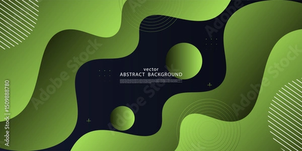 Obraz Abstract green wave design on dark background. Trendy shape pattern with fluid style. Simple banner design. Vector Eps10