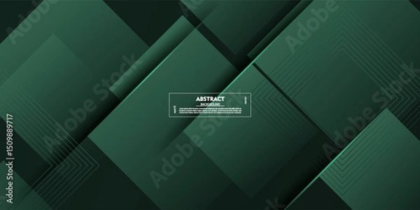 Obraz Geometric green abstract background. Dynamic shape composition with shadow and light. Cool background design for poster. Vector Eps10