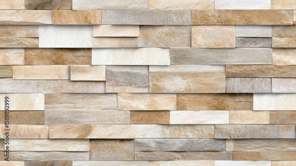 Obraz Textured Brick Wall: A stunning view of a meticulously crafted brick wall showcasing the natural beauty and intricate details of each brick.