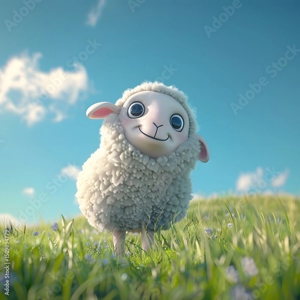 Obraz Cute 3D Render Sheep Mascot
