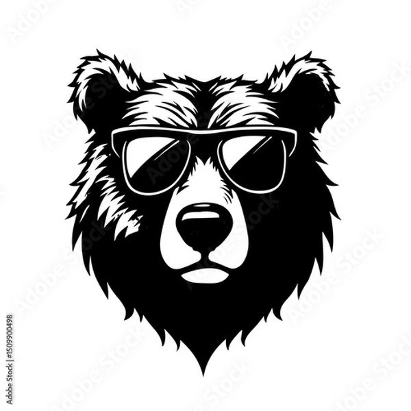 Obraz sunglasses bear head vector illustration