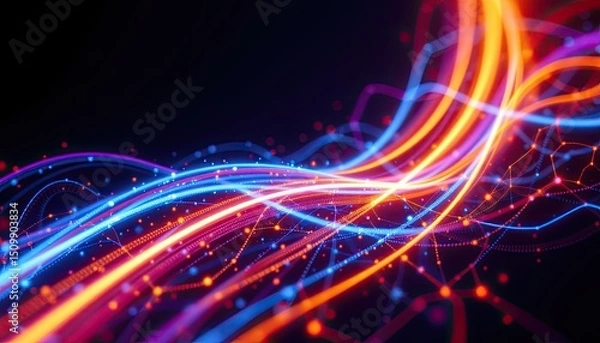 Fototapeta Colorful Abstract Lines of Light in a Dark Background