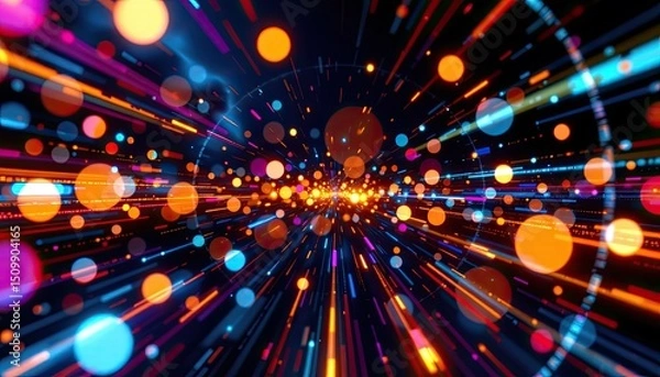 Fototapeta Abstract Light Trails and Bokeh Effect Creating a Vibrant Background