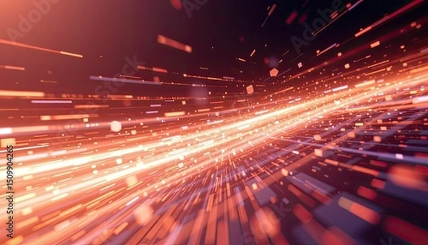 Fototapeta Dynamic Abstract Lines and Particles Creating Vibrant Light Stream