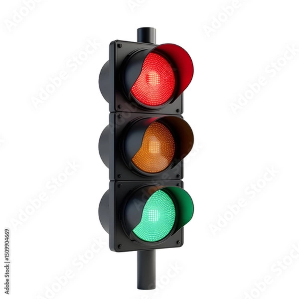 Fototapeta 
 Traffic light, plastic style icons 3d rendering isolated on white background, PNG transparent,
