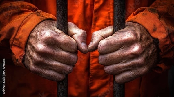 Obraz Confinement of prisoners correctional facility photography dark environment close-up view justice and freedom concepts