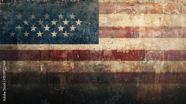 Obraz Distressed American Flag Texture: A Symbol of History and Patriotism
