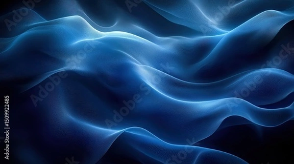 Fototapeta Captivating waves of electric blue light cascading in harmonious digital flow a mesmerizing interplay of form and energy