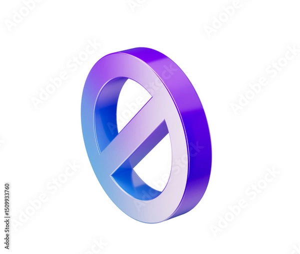Fototapeta A sleek prohibition symbol with a gradient of blue and purple, signifying restriction.3d illustration