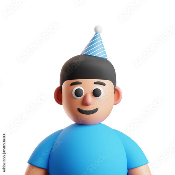 Obraz  Birthday Boy Avatar with Party Hat 3d illustration