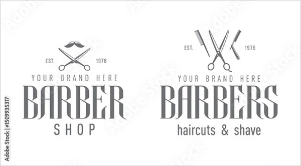 Fototapeta The set of logotypes for barbershop