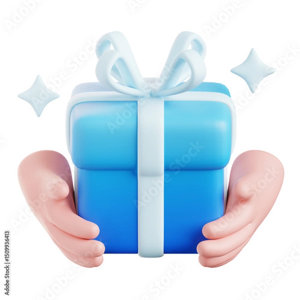 Obraz hand holding gift box 3d illustration