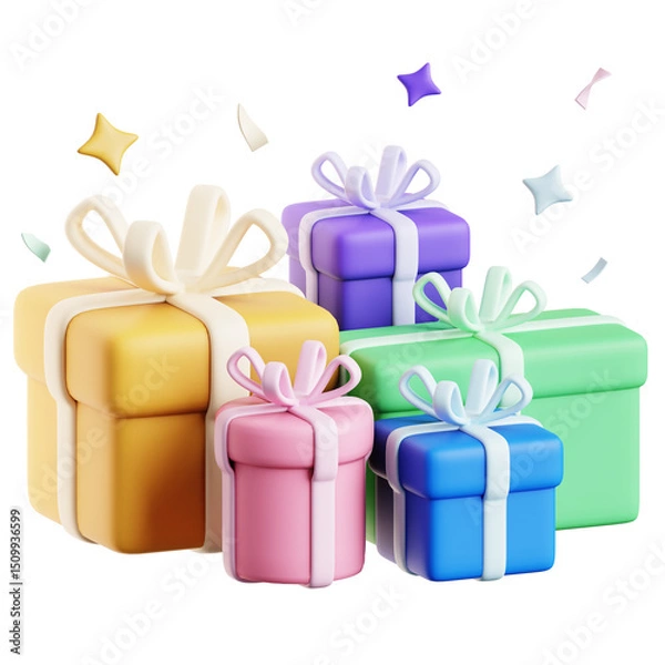 Obraz set of colorful gift boxes 3d illustration