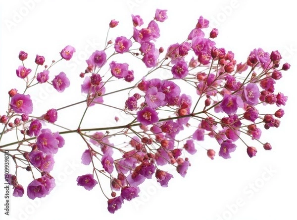 Obraz Delicate Pink Gypsophila Flowers Branch Isolated on White Background Botanical