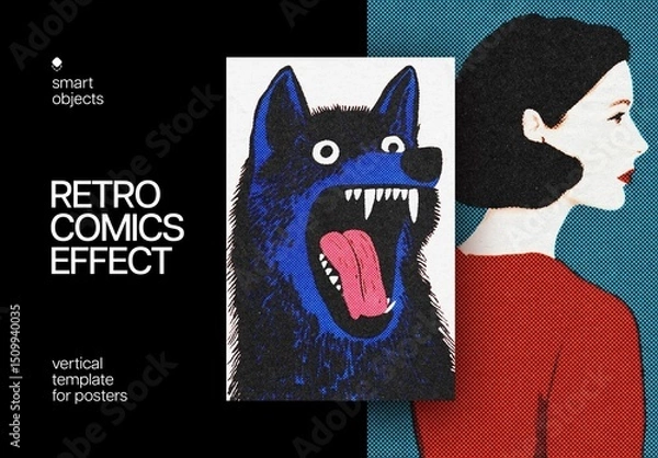Obraz Retro Comics Poster Photo Effect Mockup