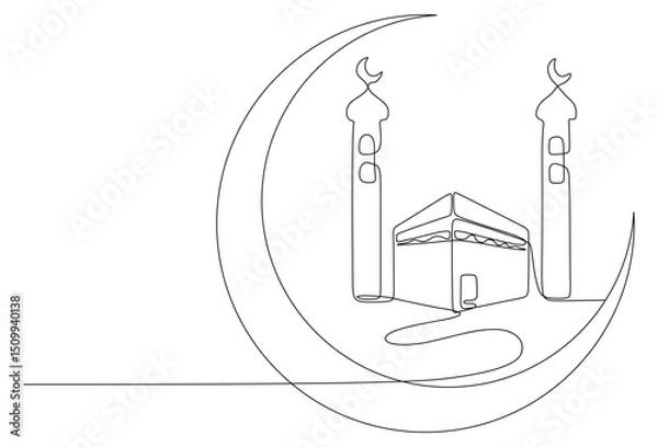 Obraz vector illustration of a Kaaba, kaaba lineart