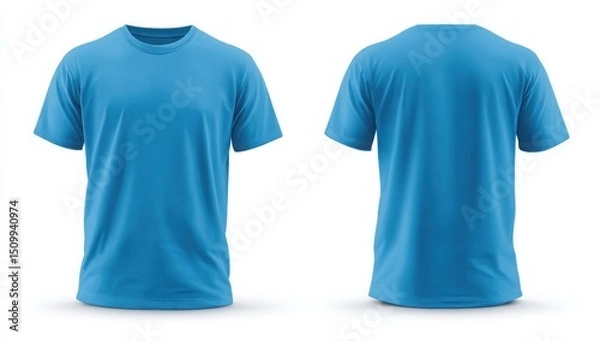 Obraz Plain Light Blue T Shirt Mockup Front and Back View for Design Presentation