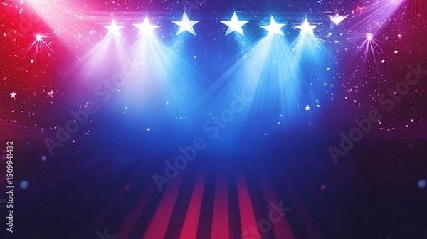 Obraz Stars illumination on a festive background with light effects and glitter