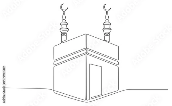 Obraz vector illustration of a Kaaba, kaaba lineart