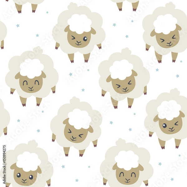 Fototapeta vector sheeps for sleeping seamless pattern