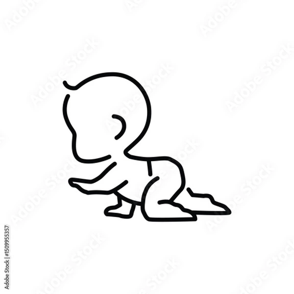 Obraz The baby is crawling line icon. Simple outline style. Toddler development. Early childhood