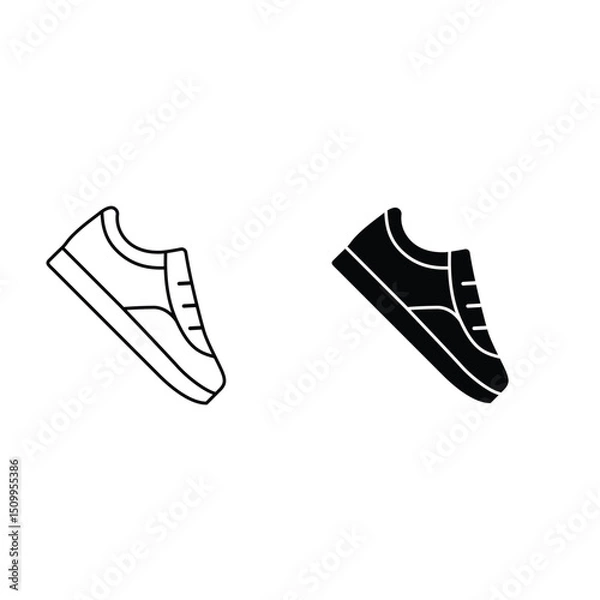 Fototapeta Minimalist running shoe design simple flat silhouette vector icon graphic art