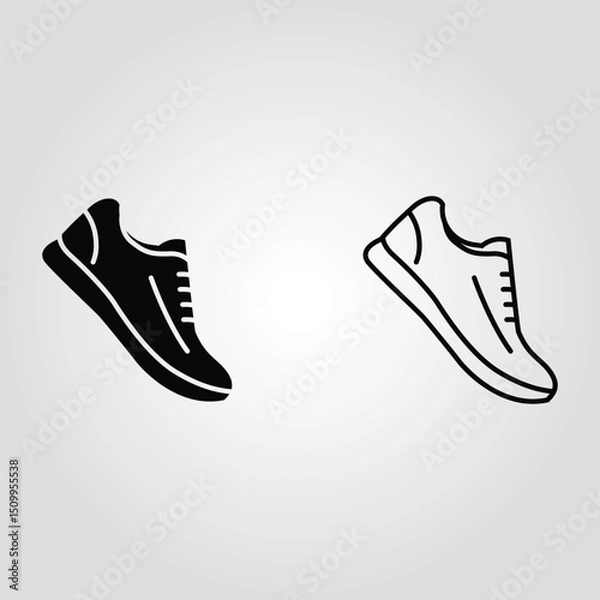 Fototapeta Simple minimal shoe silhouette vector illustration with isolated footwear icon and unique style