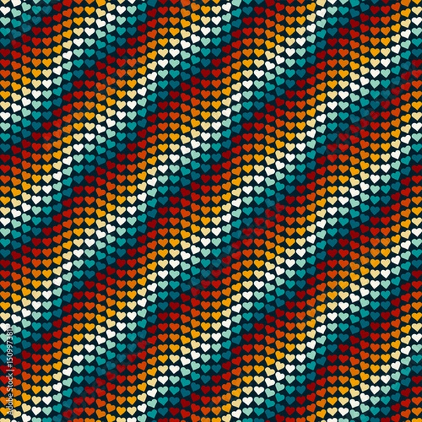 Obraz Rainbow Heart Mosaic, seamless vector pattern