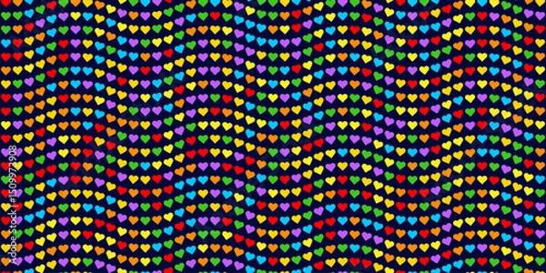 Obraz Wavy Rainbow Heart Mosaic, seamless vector pattern with colorful hearts in a retro vintage rainbow palette. Perfect for backgrounds, textiles, and festive banner designs, spreads love and joy