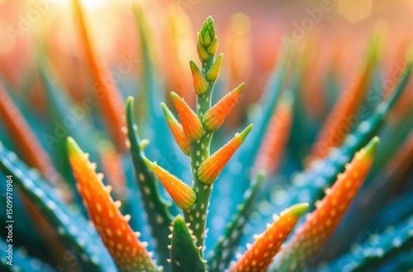 Obraz close-up of vibrant succulent flowers in natural sunlit setting