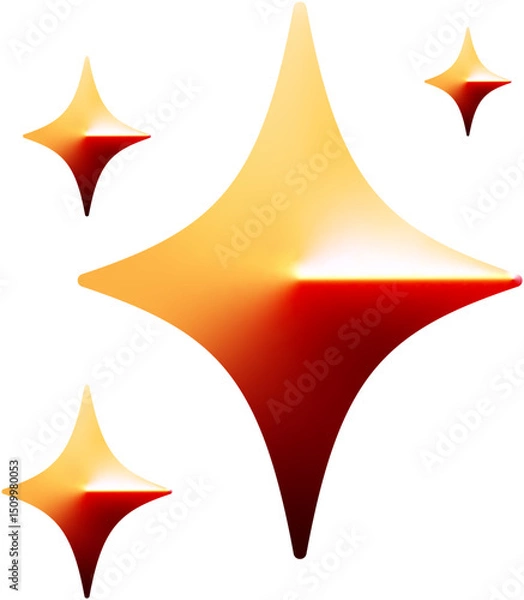 Fototapeta 3D gradient sparkles emoji icon, shiny star with cute look. Cartoon style creative star design. Gradient isolated vector illustration