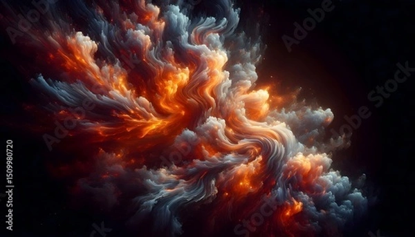 Fototapeta Abstract Fiery Nebula Swirling Colors and Cosmic Energy