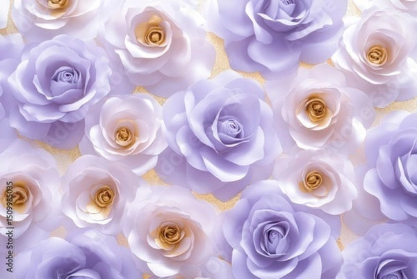 Fototapeta Elegant embossed lavender floral pattern with a subtle golden shimmer for a luxurious wallpaper texture 