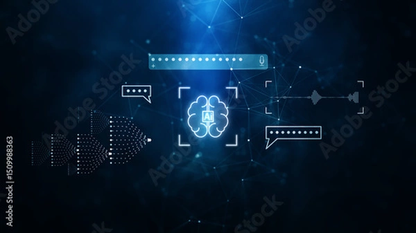 Fototapeta Artificial Intelligence and Chatbot Communication Concept on Futuristic Digital Interface