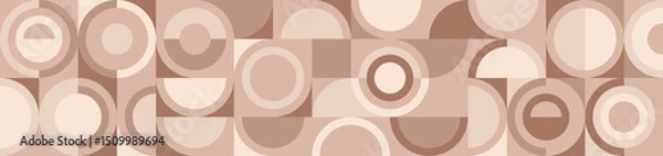 Obraz Chocolate brown geometric seamless pattern, squares and circles in Scandinavian style. Circles and squares with abstract ornament for packaging, cover or tile.