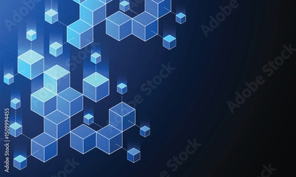 Fototapeta Abstract blockchain digital technology concept. Big data design. Vector illustration