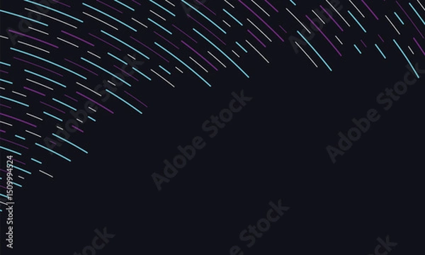 Fototapeta Abstract line curve colorful on dark background. Modern art wall poster stripes template. Vector illustration