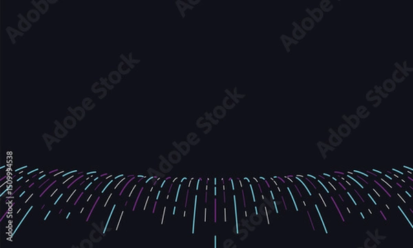 Fototapeta Abstract line curve colorful on dark background. Modern art wall poster stripes template. Vector illustration