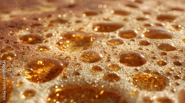 Obraz Golden drops adorn a textured surface creating a mesmerizing play of light and shadow beauty abstract